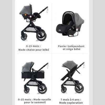 Poussette 3 en 1 | Gris