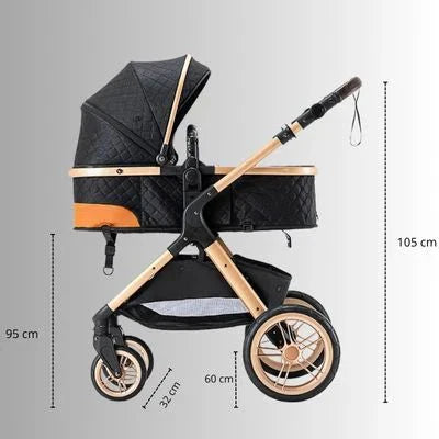 Poussette 3 en 1 | Noir et Or