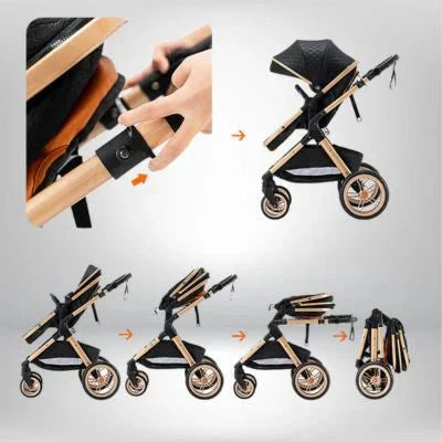 Poussette 3 en 1 | Noir et Or