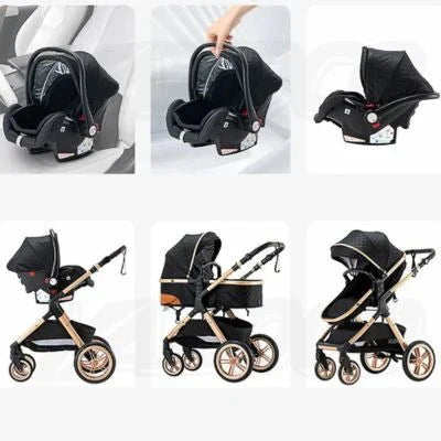 Poussette 3 en 1 | Noir et Or