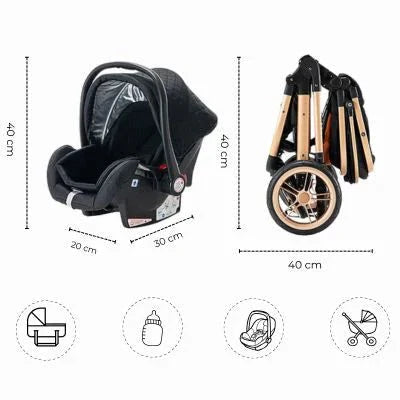 Poussette 3 en 1 | Noir et Or